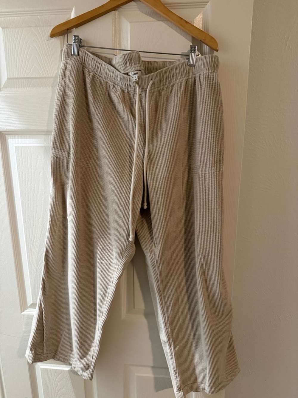 aerie Wide Leg Corduroy Drawstring Pants - Cream